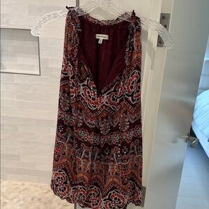 Max Studio Burgundy and Orange Patterned Blouse